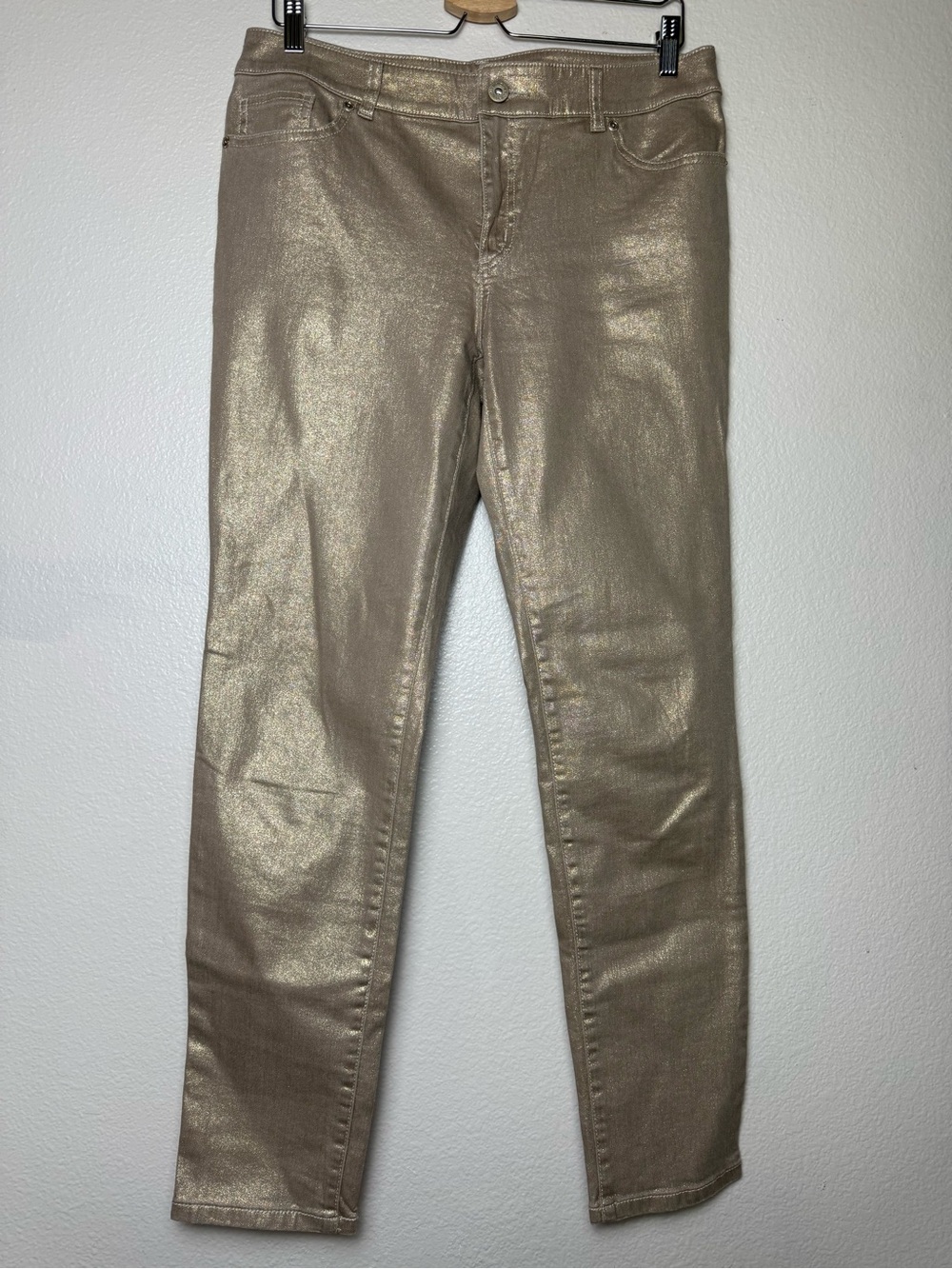 Chico’s 98% Cotton 2% Spandex Metallic Gold Women’s Jeans